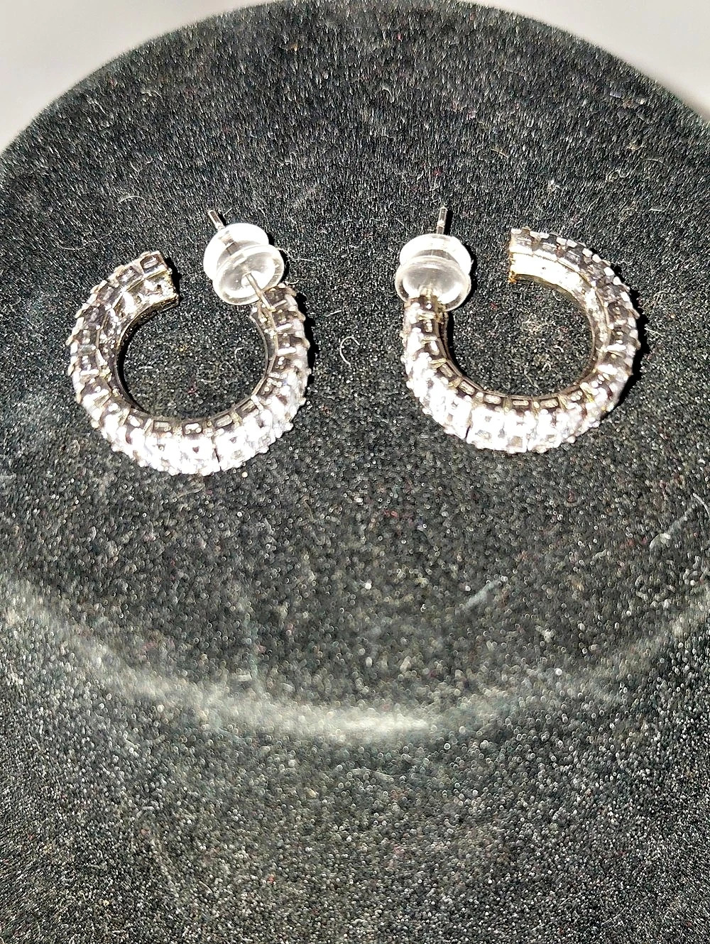 Crystal Hoop Earrings in Silver Like New